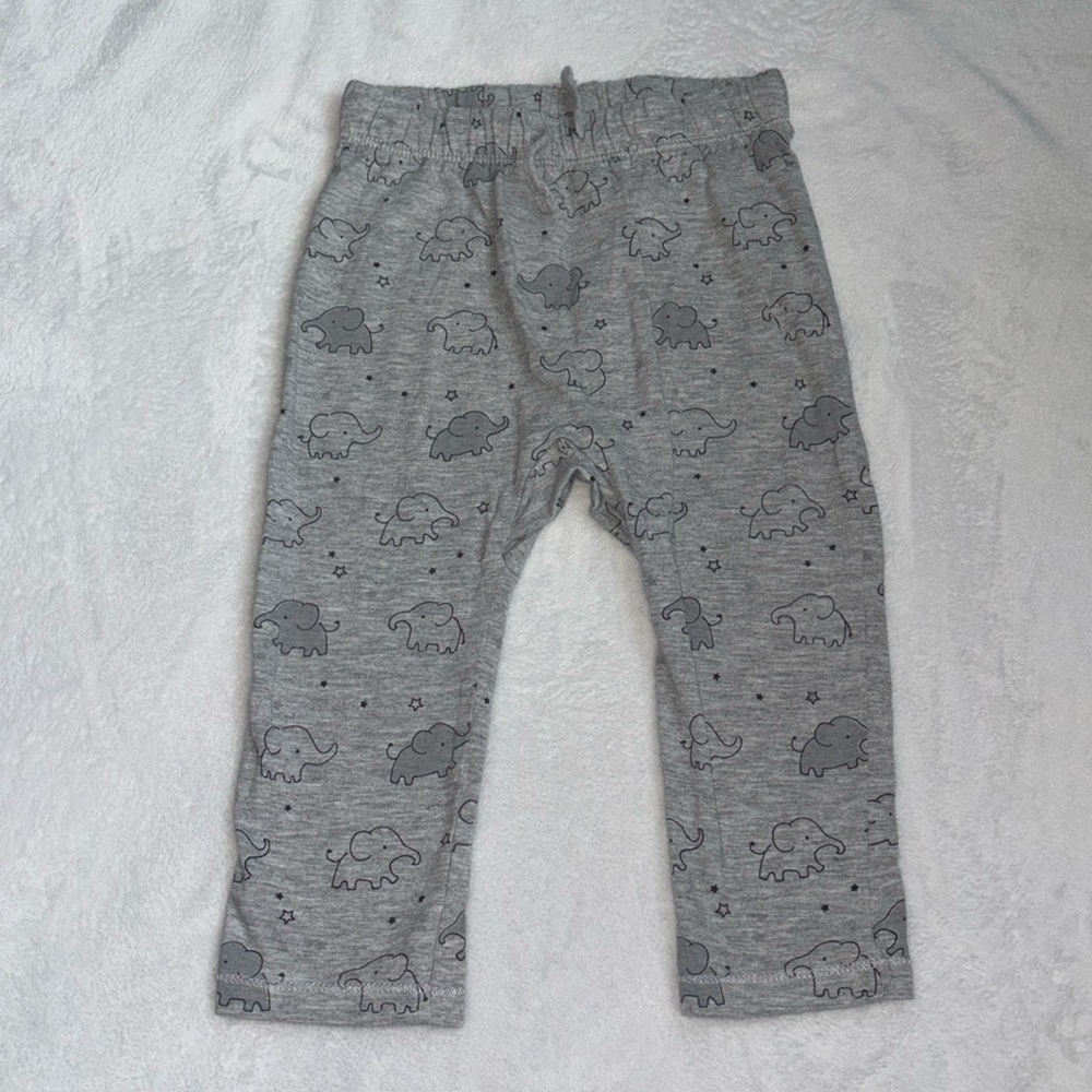 H&M gray 12-18 month gender neutral elephant pants organic cotton 🐘